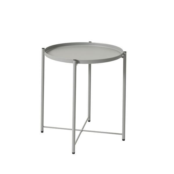 スーパSALE10倍＆4時間限定10％OFF サイドテーブル ミニテーブル 約幅48cm グレー スチール トレーサイドテーブル 組立品 リビング ダイニング インテリア家具