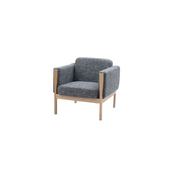 ソファー 1人掛け 約幅81×奥行76×高さ75×座面高40cm グレー 木製フレーム 肘付き 完成品 リビング ダイニング代引NG