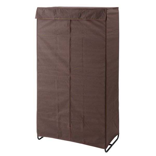 スーパSALE10倍＆4時間限定10％OFF カバー付ハンガーラック/衣類収納 【LLサイズ/幅92cm】(ブラウン/茶) ワイド/収納/棚付/チェック柄/ファンシーケース/NK-673