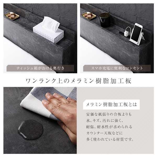 スーパSALE10倍＆4時間限定10％OFF ベッド ダブル ベッドフレームのみ ストーングレー 低床 棚付き 宮付き 宮棚付き コンセント付き すのこ フロアベッド ローベッド 低床ベッド すのこベッド  ローベット フロア ベット ダブルベッド
