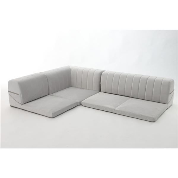 ソファー コーナー 3点セット 2P：100×50-100×36cm ベロア生地 グレー ウレタンフォーム リビング インテリア家具代引NG