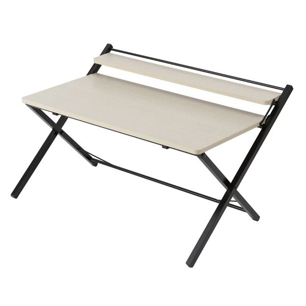 スーパSALE10倍＆4時間限定10％OFF 棚付折りたたみワークデスク(ロータイプ/ナチュラル) 幅80cm 折りたたみ式/テーブル/机/木目/収納/テレワーク/PCデスク/パソコンデスク/モダン/おしゃれ/NK-566