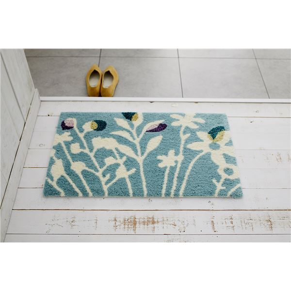 スーパSALE10倍＆4時間限定10％OFF スミノエ デザインライフ クッカマット/玄関マット 約幅45×長さ75cm ブルー【代引NG】
