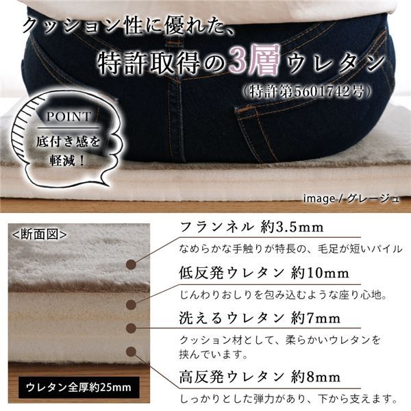 トシシミズ 低反発高反発3層ウレタンフランネルチェアパッド 約幅40×長さ40cm ラベンダーアッシュ代引NG