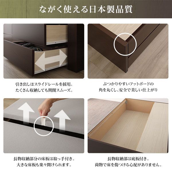 〔 お客様組立〕 収納 ベッド ヘッドレス  セミシングル 国産 ポケットコイルマットレス付 シャビーオーク 日本製 引き出し収納 頑丈ボックス収納 チェストベッド チェストベット 収納ベット ショートセミシングルベッド ショートセミシングル...代引NG