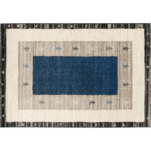 防炎 ラグマット/絨毯 約340×440cm ネイビーブルー ホットカーペット対応 『ヴォルテ』 プレーベル 2546/NBL代引NG