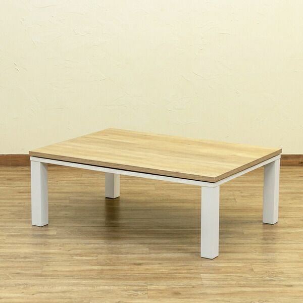こたつ 約105×75cm ホワイト ヴィンテージ柄コタツ 組立品 リビング ダイニング代引NG