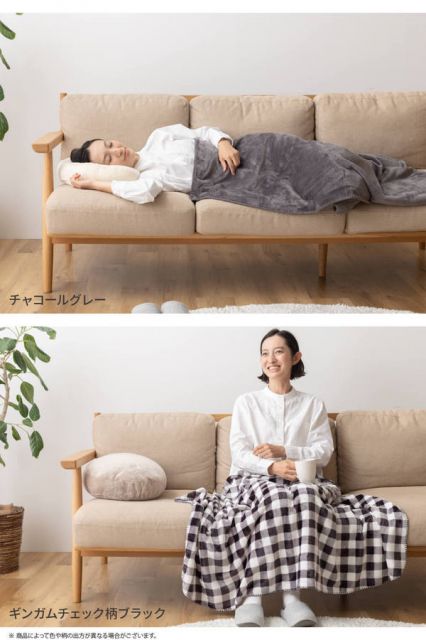 ブランケット 寝具 約138×93cm ギンガムチェック柄 ブラック mofua モフア プレミアムマイクロファイバー 3WAY ブランケット代引NG
