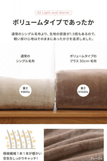 毛布 寝具 シングル 約140×230cm グレー 洗える 静電気抑制 mofua モフア プレミアムマイクロファイバー ＋30cmのロング毛布代引NG