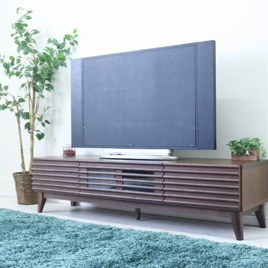 テレビ台 テレビボード 約幅150×奥行42.5×高さ38cm ブラウン ルーバー 脚付き リビング ダイニング インテリア家具代引NG