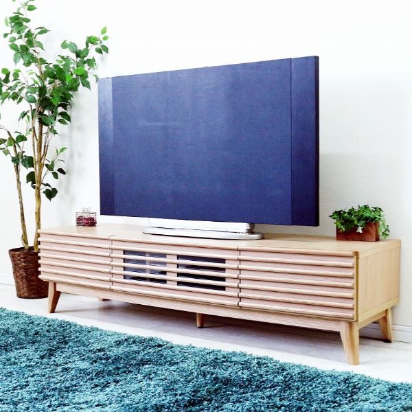テレビ台 テレビボード 約幅150×奥行42.5×高さ38cm ナチュラル ルーバー 脚付き リビング ダイニング インテリア家具代引NG