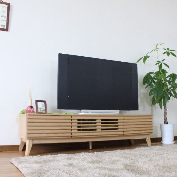 テレビ台 テレビボード 約幅150×奥行42.5×高さ38cm ナチュラル ルーバー 脚付き リビング ダイニング インテリア家具代引NG