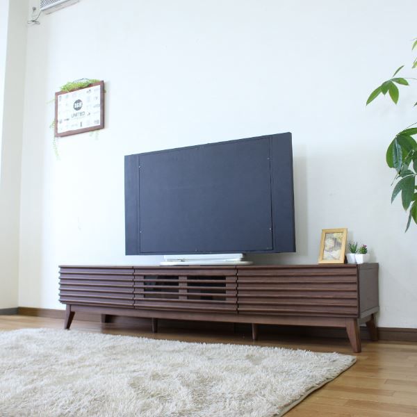 テレビ台 テレビボード 約幅176.5×奥行42.5×高さ38cm ブラウン ルーバー 脚付き リビング ダイニング インテリア家具代引NG