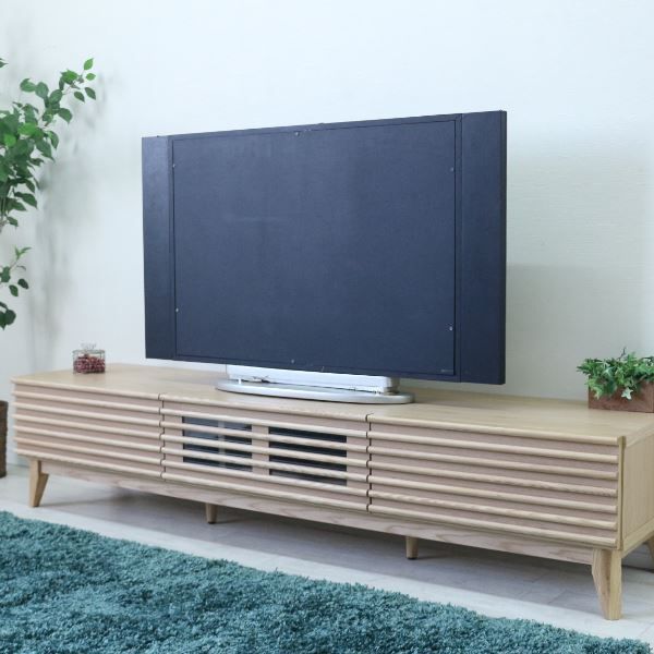 テレビ台 テレビボード 約幅176.5×奥行42.5×高さ38cm ナチュラル ルーバー 脚付き リビング ダイニング インテリア家具代引NG