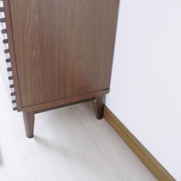 スーパSALE10倍＆4時間限定10％OFF サイドボード 約幅80×奥行42.5×高さ84cm ブラウン ルーバー 脚付き リビングボード ダイニング インテリア家具【代引NG】