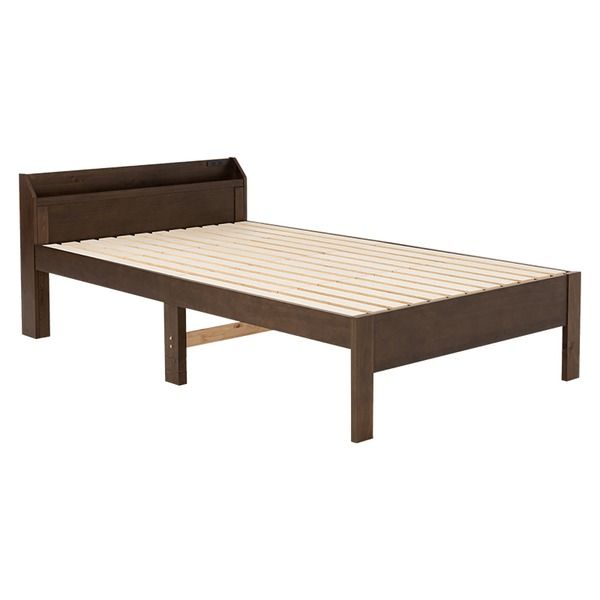 頑丈 すのこベッド セミダブル 約幅120.5×奥行211.5×高さ72cm ダークブラウン 組立品 コンセント付き ベッドフレーム単品代引NG