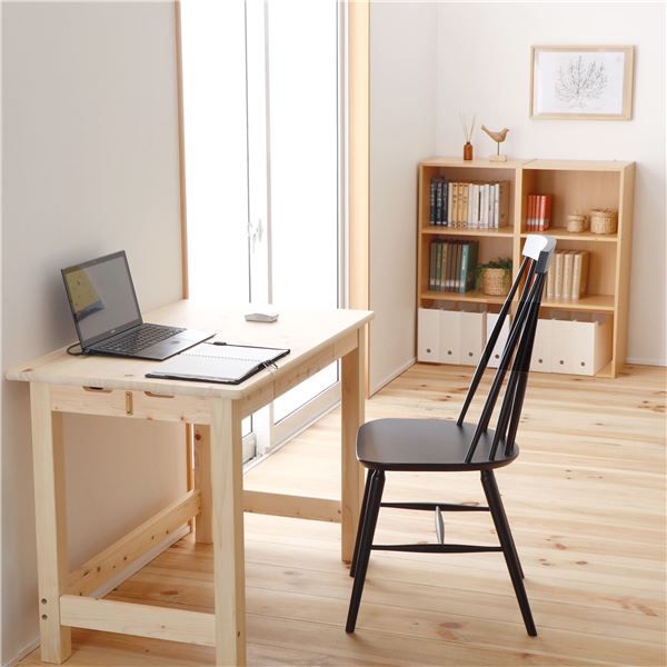ヒノキデスク/机約96×60×72cm 引き出し付き 組立品 日本製 国産代引NG
