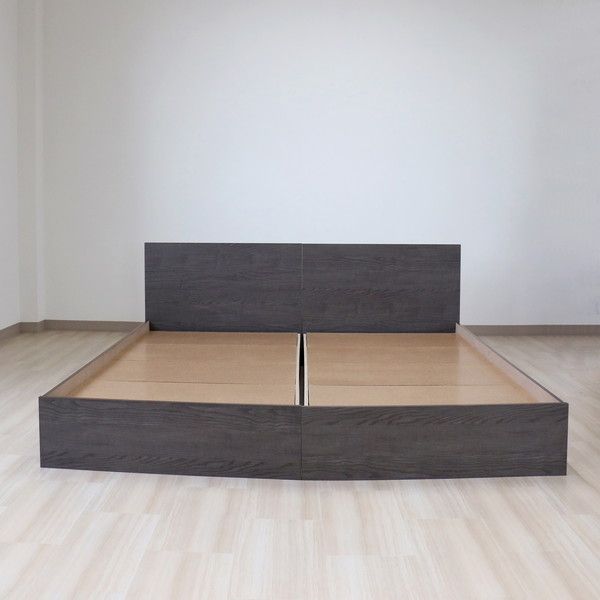 ベッド ワイドキング 200cm シングル＋シングル フレームのみ アッシュブラウン 日本製 bred-panel 組立式 マットレス別売代引NG