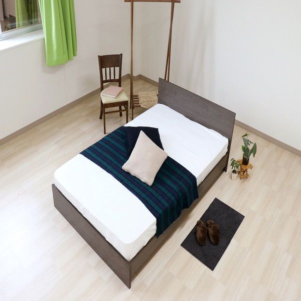 ベッド セミシングル 約幅98cm アッシュブラウン ポケットコイルマットレス付き bred-panel 組立式 ベッドフレーム代引NG
