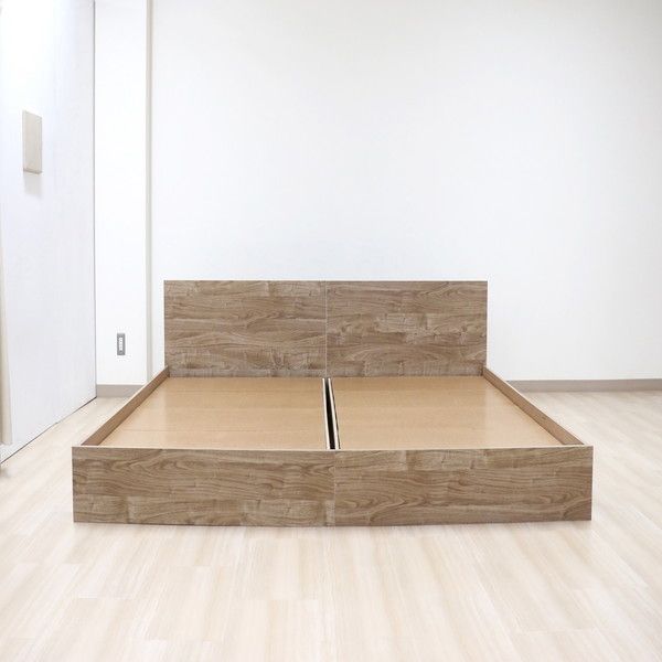 ベッド ワイドキング 220cm シングル＋セミダブル アッシュブラウン ポケットコイルマットレス付き bred-panel 組立式代引NG