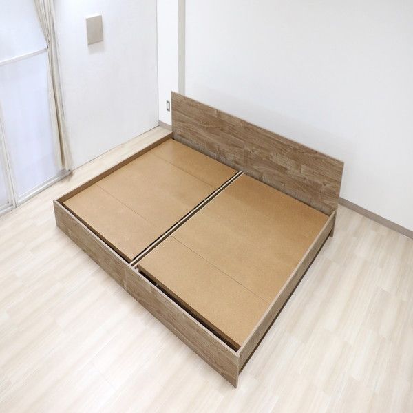 ベッド ワイドキング 240cm セミダブル＋セミダブル ヴィンテージナチュラル ポケットコイルマットレス付き bred-panel 組立式代引NG