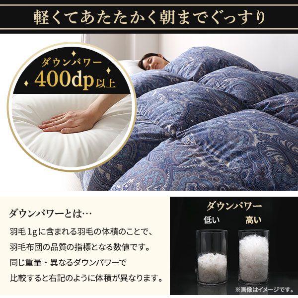 羽毛布団 掛け布団 シングル アイボリー ダウン率93% 400dp パワーアップ加工 抗菌 防臭 防ダニ 防汚 日本製 国産 ピーチスキン加工 ループ付き 高品質ホワイトダックダウン採用 二重縫製 掛 布団 ふとん 寝具代引NG