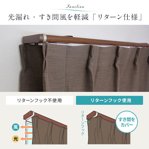 伸縮 カーテンレール 〔2m セット 木目ホワイト〕 ダブル リターン仕様 リネアR 日本製 国産 遮光 節電 省エネ 木目調 光漏れ防止 持ち上げ式ブラケット 静音ランナー 代引NG