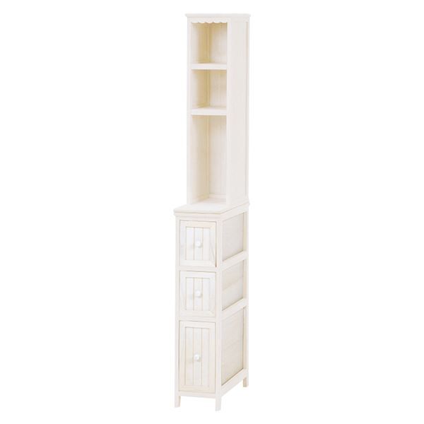 スーパSALE10倍＆4時間限定10％OFF チェスト/収納ラック 約幅20×奥行45×高さ160cm アンティークホワイト 天然木 組立品【代引NG】