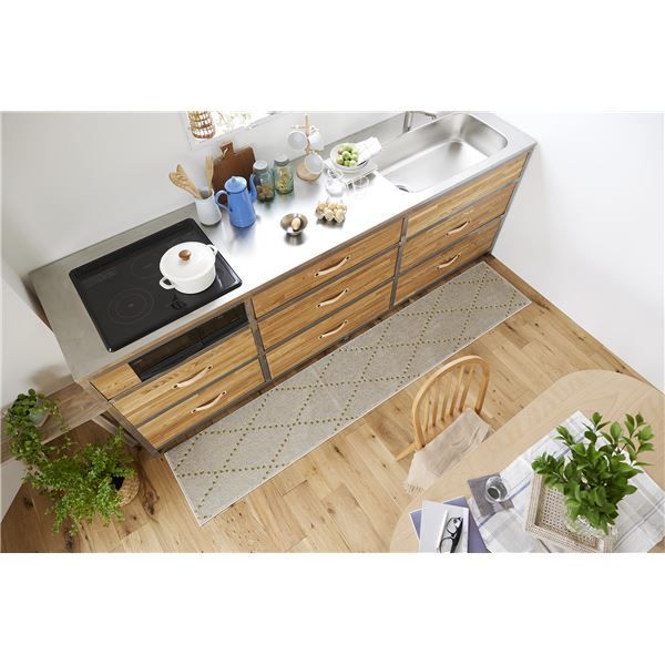 スーパSALE10倍＆4時間限定10％OFF スミノエ 洗える キッチンマット ポント 約幅45×長さ240cm ベージュ 日本製【代引NG】