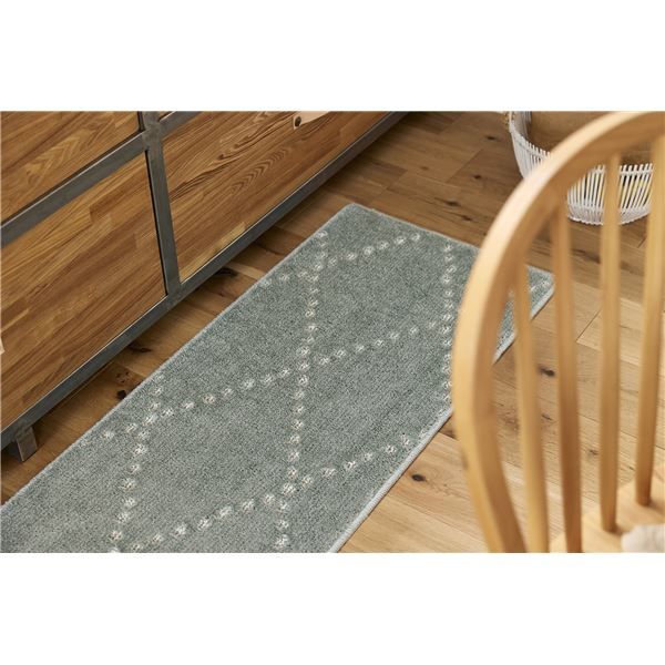 スーパSALE10倍＆4時間限定10％OFF スミノエ 洗える キッチンマット ポント 約幅45×長さ240cm ブルーグレー 日本製【代引NG】