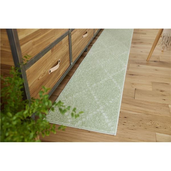 スーパSALE10倍＆4時間限定10％OFF スミノエ 洗える キッチンマット ポント 約幅45×長さ240cm グリーン 日本製【代引NG】
