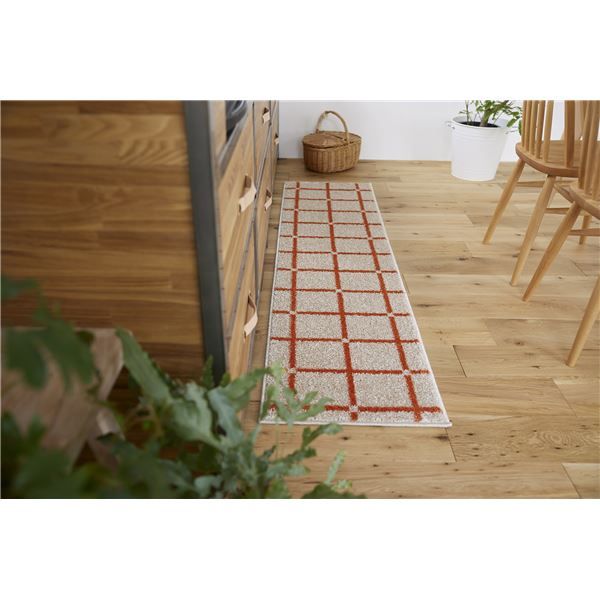 スーパSALE10倍＆4時間限定10％OFF スミノエ 洗える キッチンマット オセロ 約幅45×長さ240cm オレンジ 日本製【代引NG】