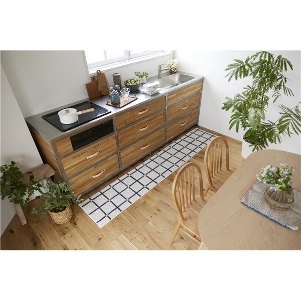 スーパSALE10倍＆4時間限定10％OFF スミノエ 洗える キッチンマット オセロ 約幅45×長さ240cm ホワイト 日本製【代引NG】