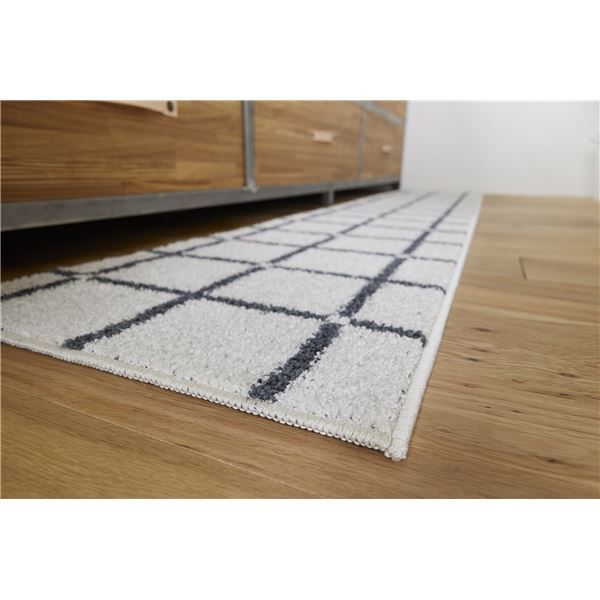 スーパSALE10倍＆4時間限定10％OFF スミノエ 洗える キッチンマット オセロ 約幅45×長さ240cm ホワイト 日本製【代引NG】