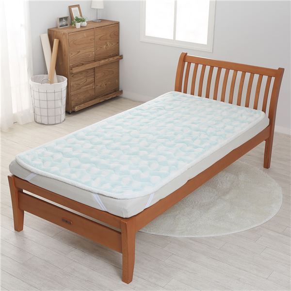 西川 シャギー敷きパッド シングル 約100×200cm ブルー HOKAHOKA 洗える代引NG