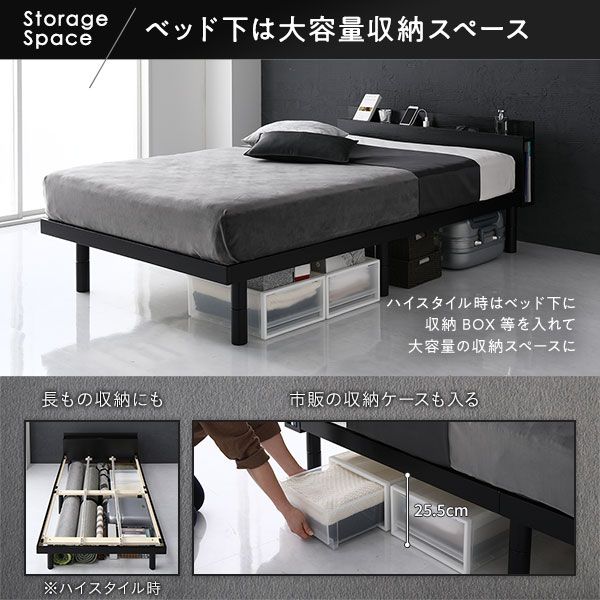スーパSALE10倍＆4時間限定10％OFF ベッド ダブル 国産ポケットコイルマットレス付き ホワイト すのこ 棚付き 宮付き 宮棚付き 2口 コンセント付き 高さ調整可 スマホスタンド型ヘッドボード ステーションベッド すのこベッド すのこベット ダブルベッド ダブルベット