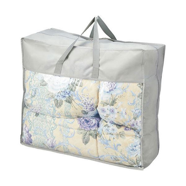 スーパSALE10倍＆4時間限定10％OFF 花浪漫 羽根ふとん バッグ入り 約150×210cm ブルー L7048567
