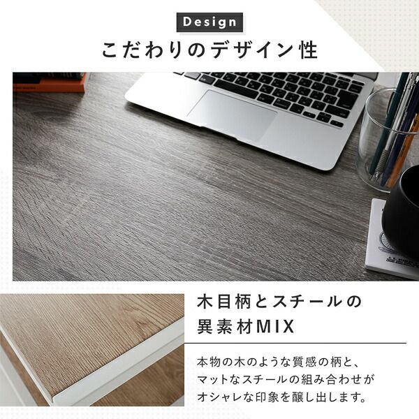 デスクセット 3点セット〔 デスク 幅90cm ＋シェルフ 幅50cm＋チェア 1脚 〕 ナチュラル スチール アイアンシリーズ パソコンデスク デスクチェア 収納棚 ワークデスク 学習机 椅子 オープンラック 収納ラック オープンシェルフ Rectico レクティコ 組立品