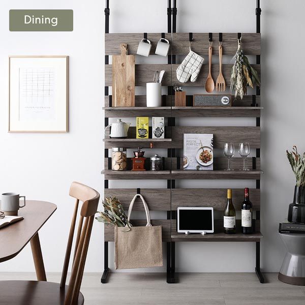 突っ張り ウォールラック 〔 60cm幅 ホワイト×ホワイト 〕 ミラー付 鏡付 壁面収納 棚 賃貸OK 工事不要 ウォールラック パーテーション ディスプレイラック 収納ラック 突っぱり つっぱり ラダーラック 壁面ラック インテリア家具 収納家具 玄関 組立品