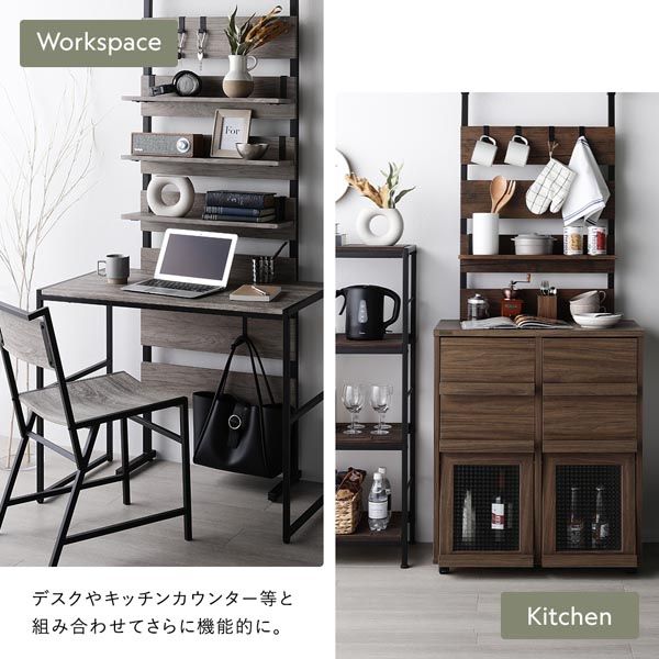 突っ張り ウォールラック 〔 60cm幅 ホワイト×ホワイト 〕 ミラー付 鏡付 壁面収納 棚 賃貸OK 工事不要 ウォールラック パーテーション ディスプレイラック 収納ラック 突っぱり つっぱり ラダーラック 壁面ラック インテリア家具 収納家具 玄関 組立品