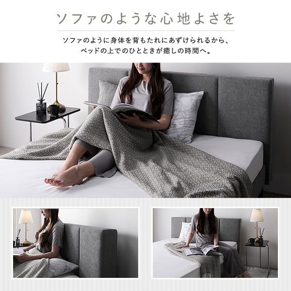 スーパSALE10倍＆4時間限定10％OFF ベッド ダブル 国産ポケットコイルマットレス付き ダークグレー 布張り 脚付き すのこ 海外ホテル調 すのこベッド すのこベット ファブリックベッド ファブリックベット ダブルベッド ダブルベット