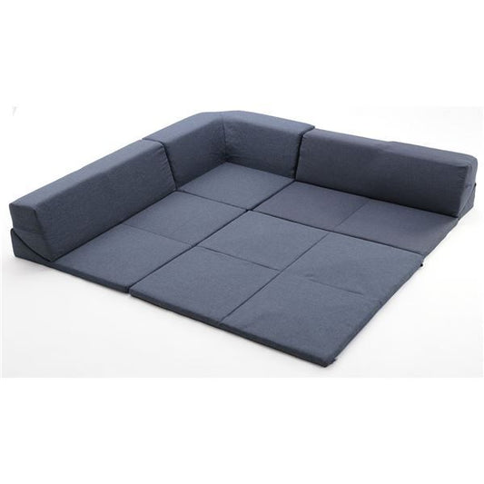 コーナーソファー ブルー マット付き 洗えるカバー ホットカーペット使用可 床暖房使用可 フロアソファー 日本製