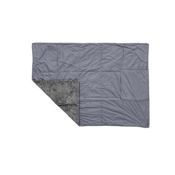 スーパSALE10倍＆4時間限定10％OFF ハーフケット 約100×140cm グレー 吸湿発熱 撥水 抗菌 防臭 防ダニ コンパクト収納 超軽量 カポック綿 あったか アウトドア