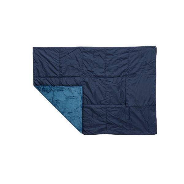 スーパSALE10倍＆4時間限定10％OFF ハーフケット 約100×140cm ネイビー 吸湿発熱 撥水 抗菌 防臭 防ダニ コンパクト収納 超軽量 カポック綿 あったか アウトドア