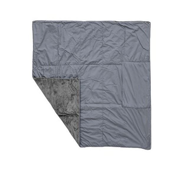 スーパSALE10倍＆4時間限定10％OFF ひざ掛け 約60×85cm グレー 吸湿発熱 撥水 抗菌 防臭 防ダニ コンパクト収納 超軽量 カポック綿 あったか アウトドア