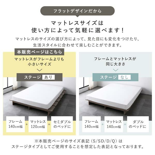 ステージベッド ステージタイプ クイーン 国産ポケットコイルマットレス付 レギュラー ストーングレー フレーム幅180cm マットレス幅160cm コンセント 専用パッド付 通気性 頑丈 ローベッド すのこベッド ベッドフレーム フロアベッド 寝具 インテリア家具 寝室