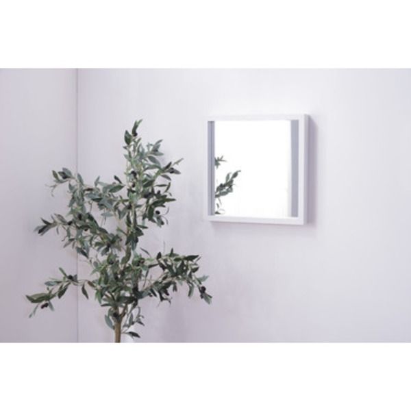 スーパSALE10倍＆4時間限定10％OFF 姿見鏡 ウォールミラー 幅42cm L ホワイト 正方形 3mm飛散防止ミラー リビング ベッドルーム 寝室 ドレッサー 玄関