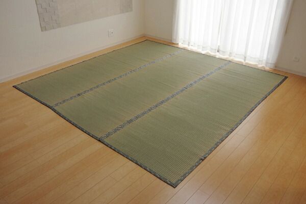 日本製 い草 上敷き/ラグマット 糸引織 本間2畳 約191×191cm 抗菌 防臭 調湿機能付き 湯沢 〔リビング〕代引NG