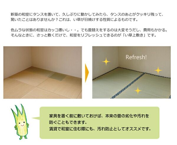 日本製 い草 上敷き/ラグマット 双目織 江戸間6畳 約261×352cm 抗菌 防臭 調湿機能付き ほほえみ 〔リビング〕代引NG