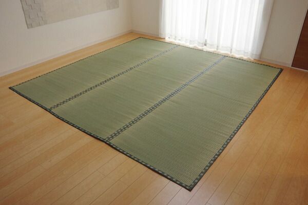 日本製 い草 上敷き/ラグマット 双目織 本間8畳 約382×382cm 抗菌 防臭 調湿機能付き 〔リビング 和室〕代引NG